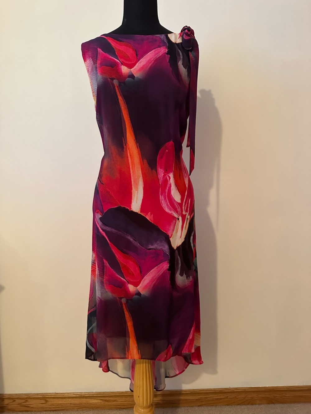 Frank Lyman Design Floral High-Low Dress in Fuchsia and Plum